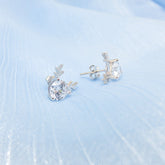 Round Zircon Antlers Silver Stud Earrings